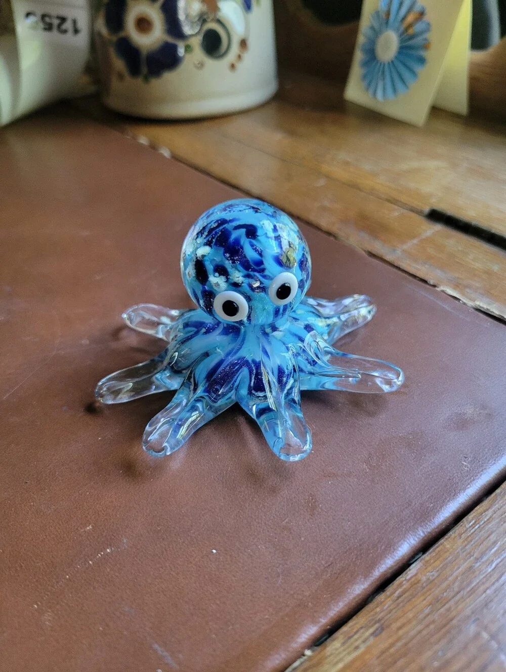 Dynasty Gallery Blue Art Glass Octopus Paperweight Figurine
